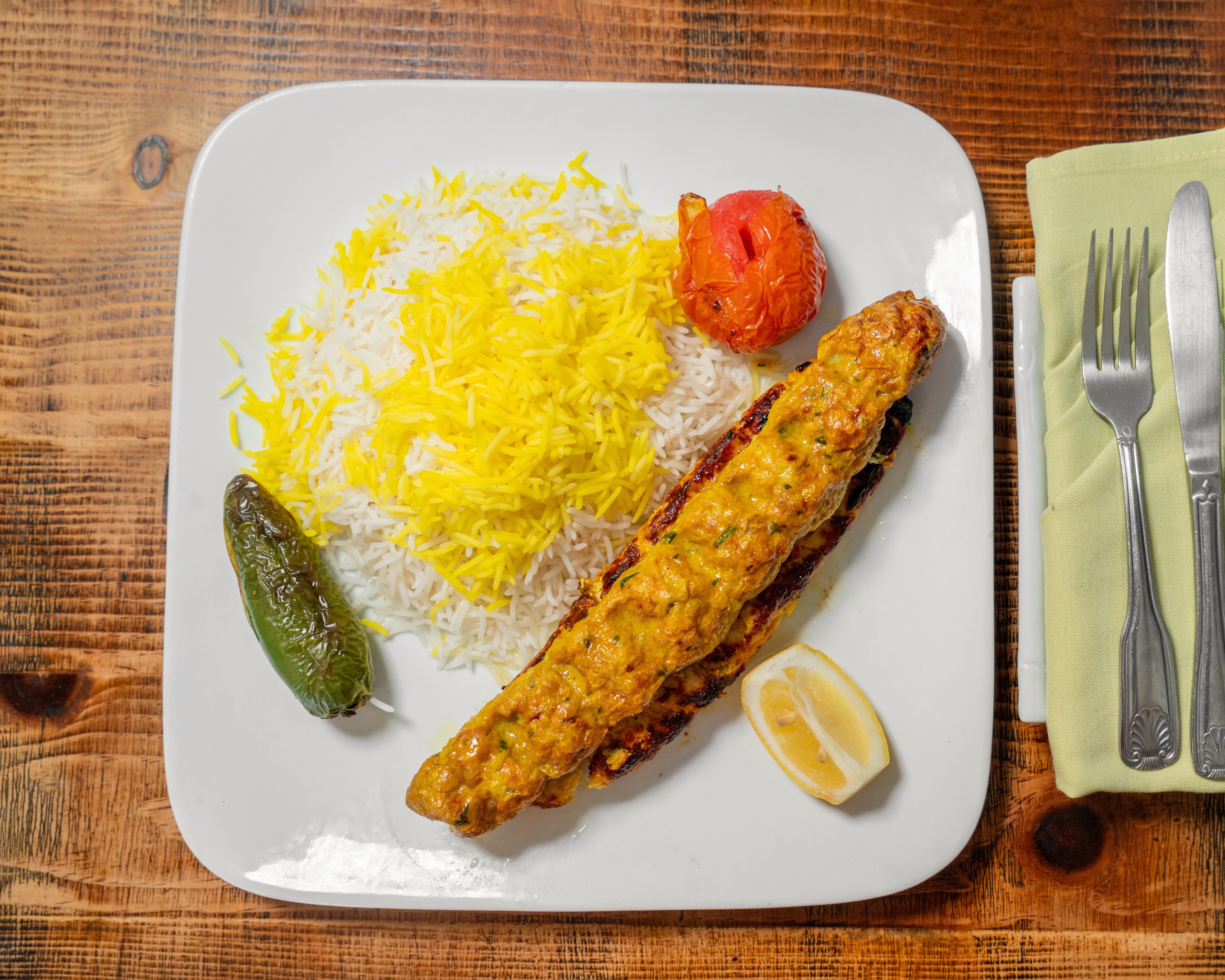 Chicken and Beef Koobideh Combo.