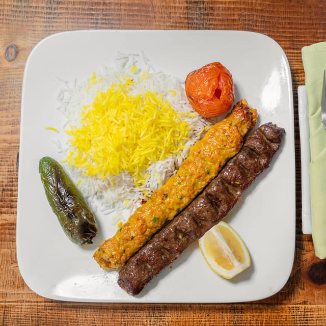 Chicken and Beef Koobideh Combo.